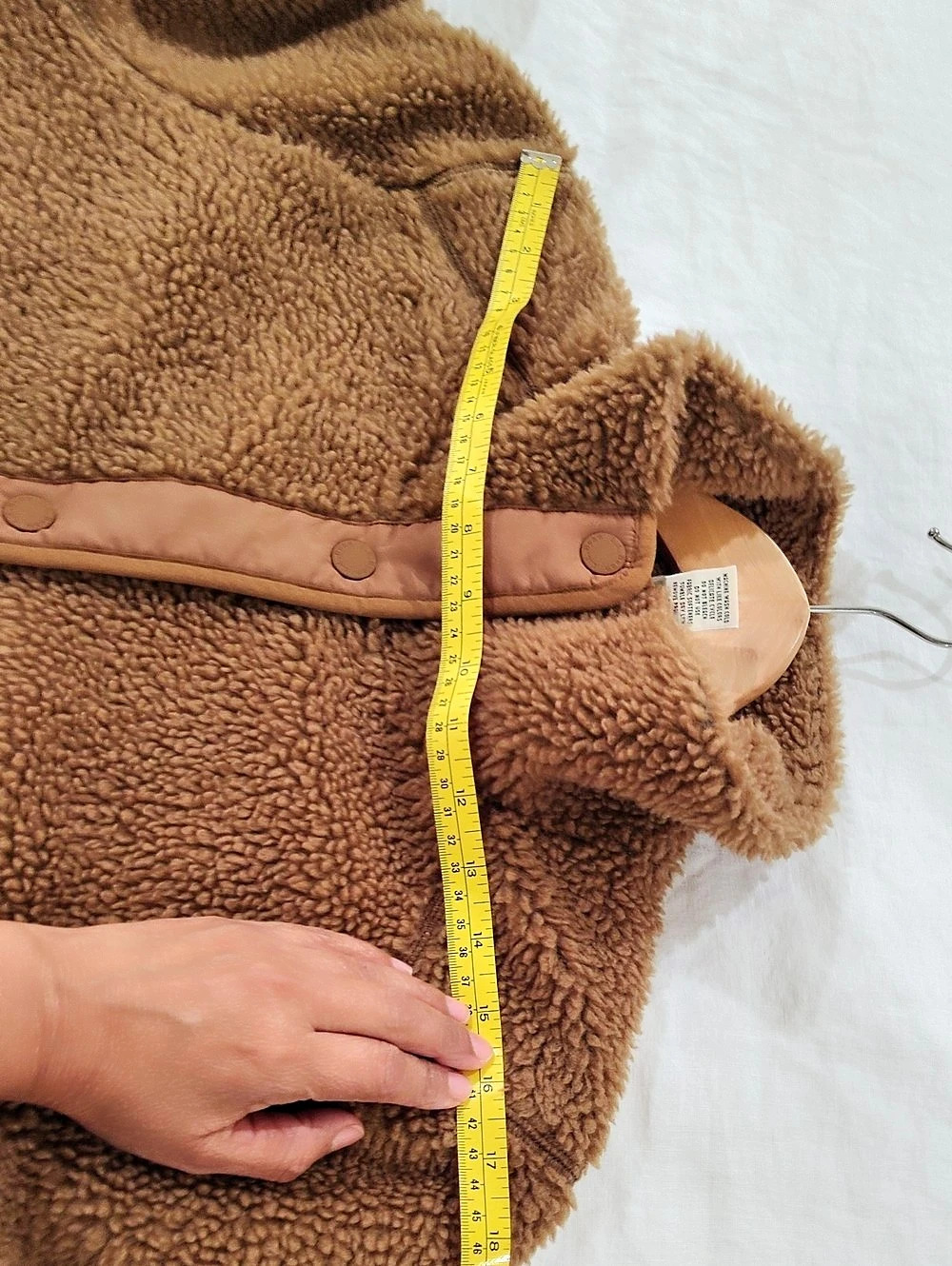 L.L. Bean DS20164 Teddy Fleece Coat Brown Size Large Cozy Snap Up Stand Collar - Picture 8 of 15